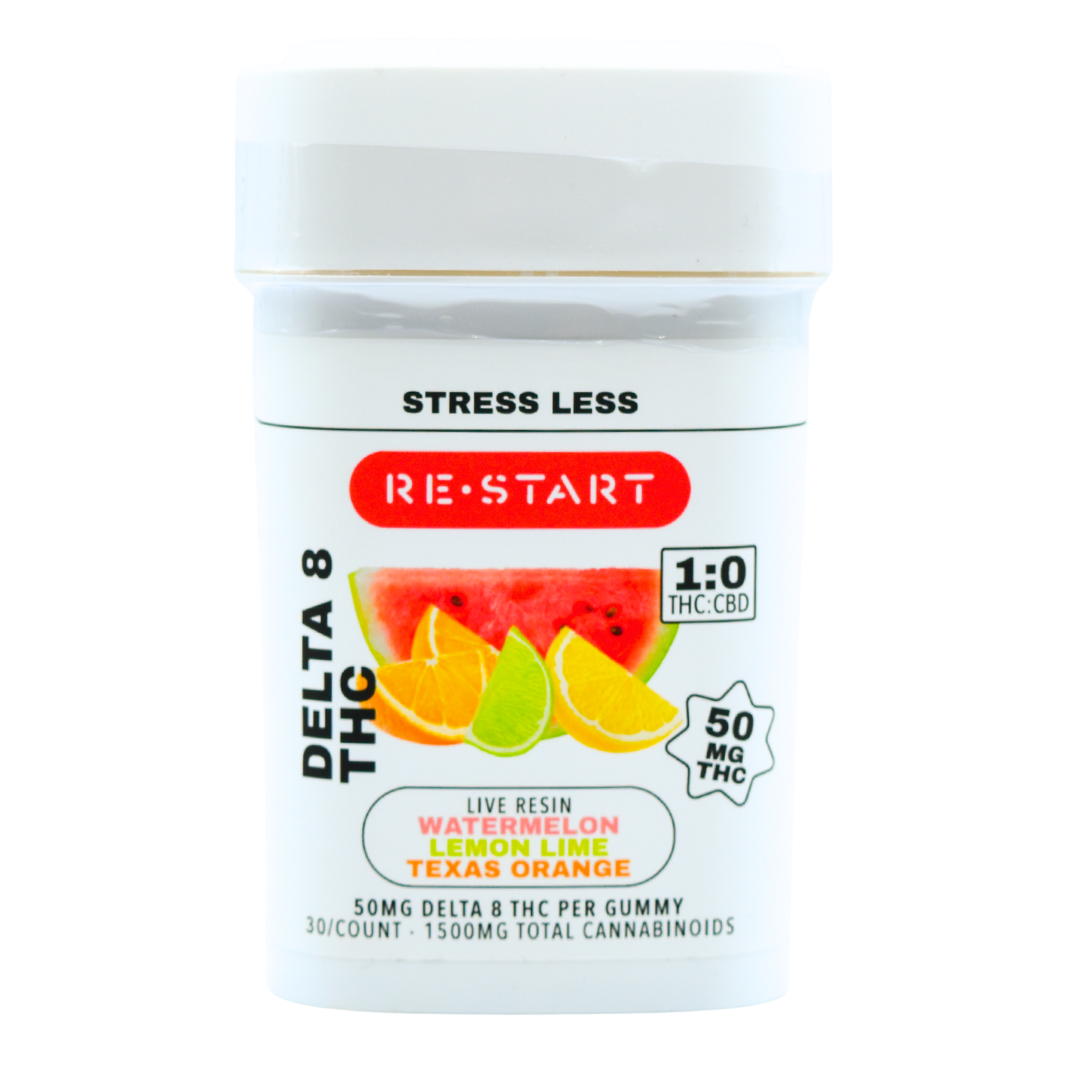 Delta 8 THC 50MG Live Resin Gummies Assorted Fruit / 30-ct